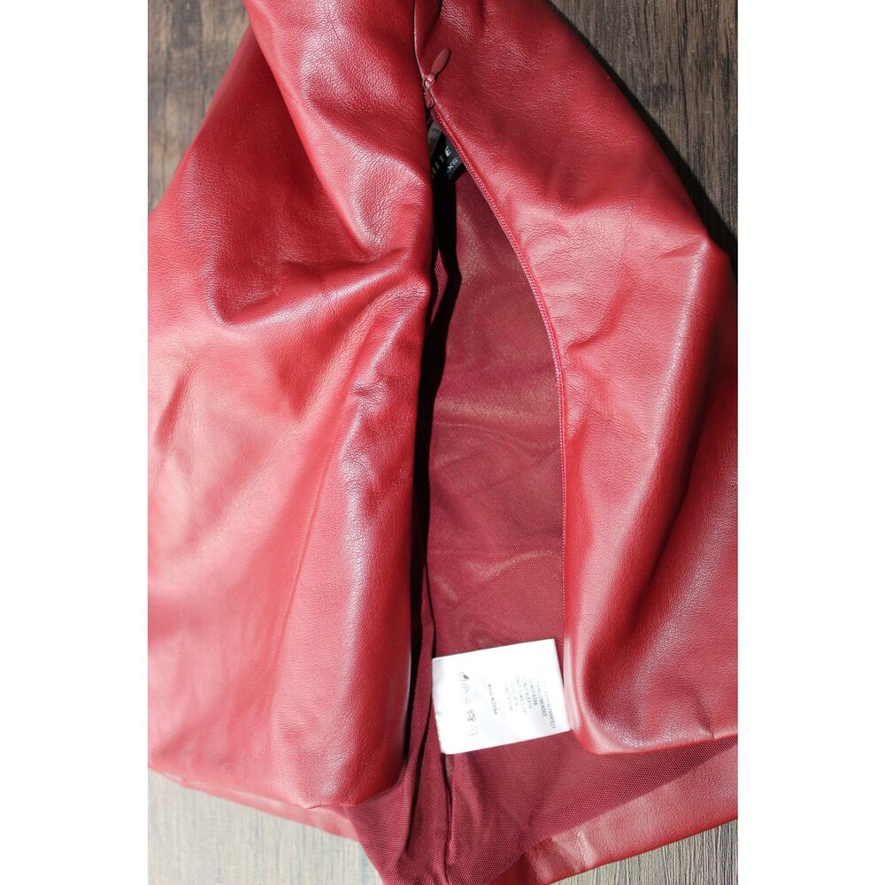 White Fox Well Behaved bustier vegan leather tube top gathered burgundy XS - Picture 5 of 10